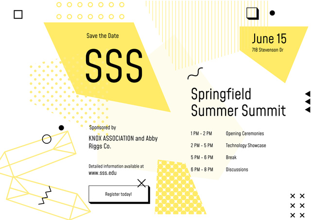 Platilla de diseño Summit Event Announcement with Yellow Minimalistic Geometric Pattern Poster B2 Horizontal