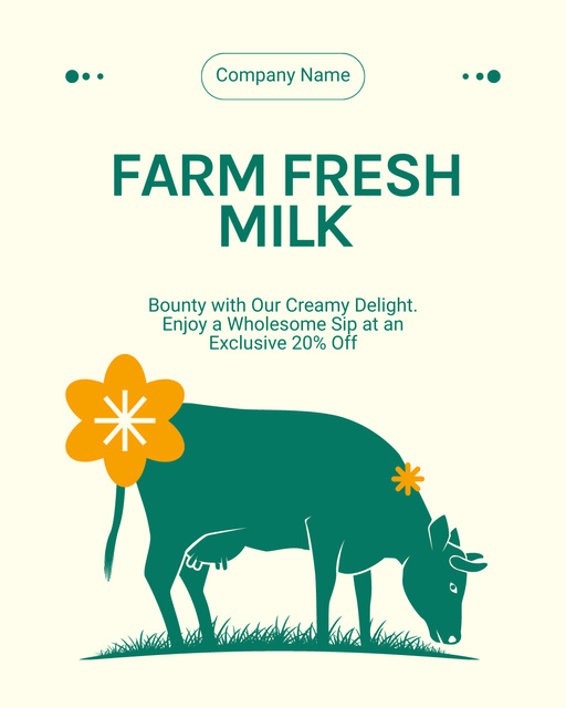 Designvorlage Fresh Farm Milk Sale für Instagram Post Vertical