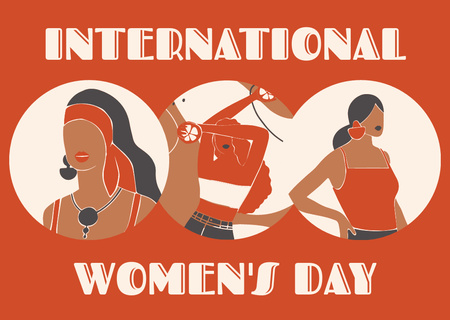 Dünya Kadınlar Günü'nde Şık Kadın İllüstrasyonu Card Tasarım Şablonu
