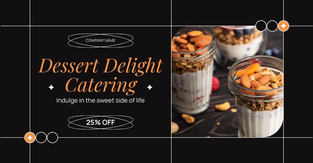 Services of Dessert Catering with Sweet Food Facebook AD – шаблон для дизайну