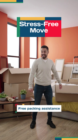 Modèle de visuel Service de déménagement génial avec emballage gratuit - TikTok Video