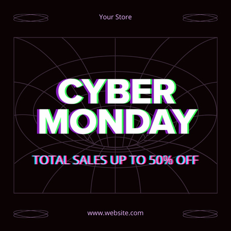 Cyber Monday Total Sales Animated Post Design Template