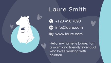 Child Care Specialist Contacts Business Card US Design Template