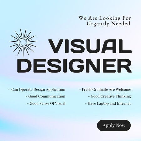 Template di design Assumere per la posizione di Visual Designer Instagram