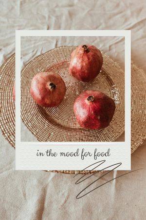 Cute Phrase with Ripe Pomegranates Pinterest Design Template