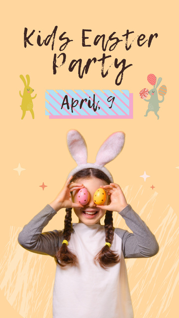 Party For Kids At Easter With Bunnies Instagram Video Story Πρότυπο σχεδίασης