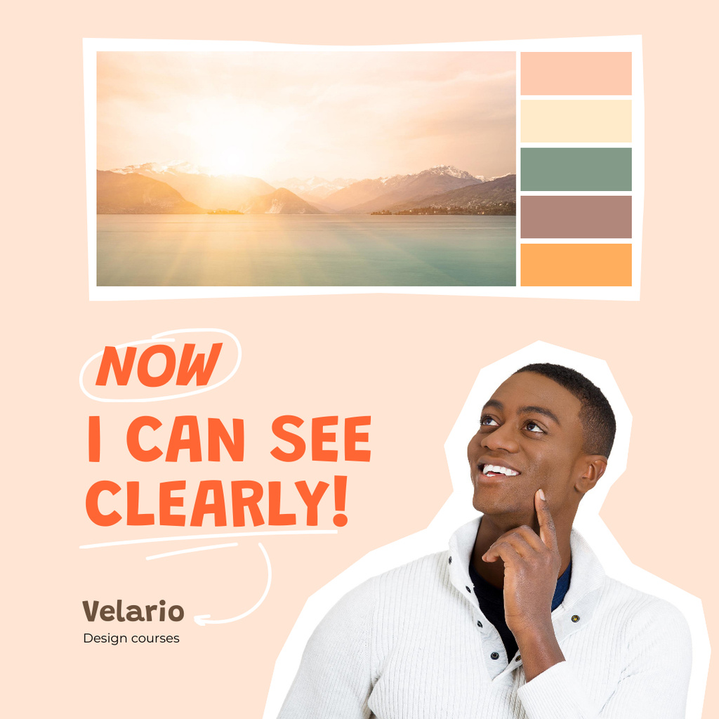 Ontwerpsjabloon van Instagram van Design Courses Ad with Picture Texture