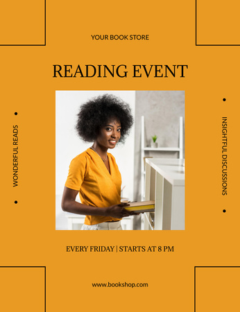 Book Reading Event Announcement Invitation 13.9x10.7cm Design Template