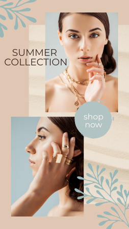 Summer Jewelry Accessories Offer with Girl Instagram Story Modelo de Design