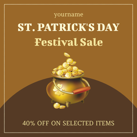 St. Patrick's Day Holiday Sale with Pot of Gold Instagram Design Template