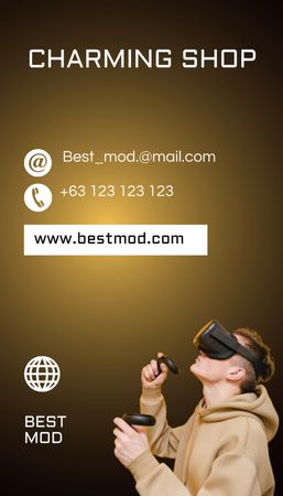Gaming Store Contact Details Business Card US Vertical Design Template