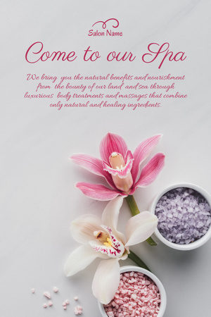 Spa Retreat with Sea Salt and Orchids Flowers Pinterest Design Template