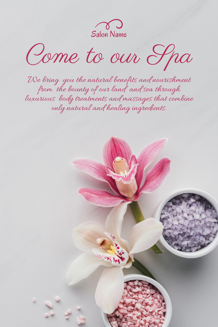 Template di design Spa Retreat with Sea Salt and Orchids Flowers Pinterest