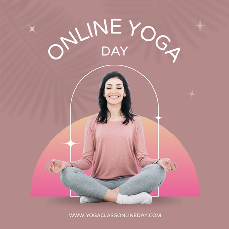 Online Yoga Day Ad Instagram Design Template