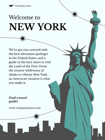 Travel Tour Offer with Liberty Statue Poster US Design Template