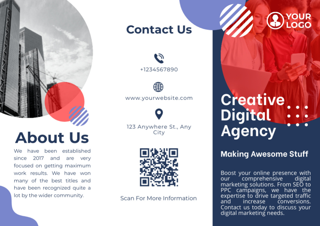 Plantilla de diseño de Creative Marketing Agency Service Offering Brochure 