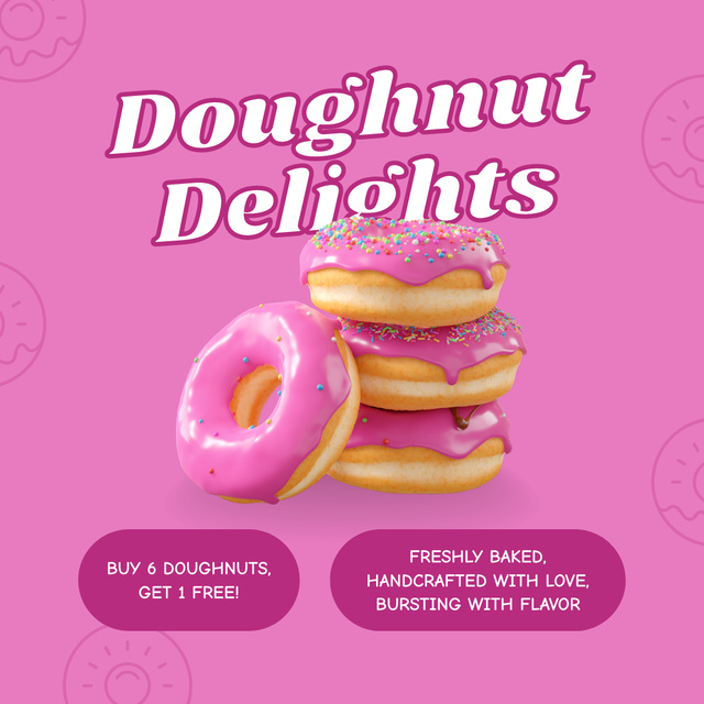 Doughnut Delights Special Offer in Pink Instagram Tasarım Şablonu