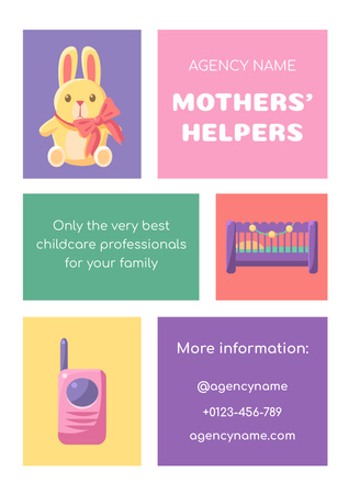 Promotion of Babysitting Services Poster A3 Design Template