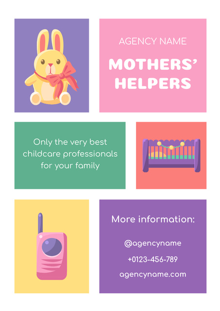 Promotion of Babysitting Services Poster A3 Πρότυπο σχεδίασης