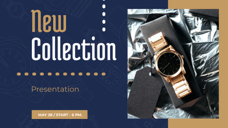 Luxury Accessories Ad with Golden Watch FB event cover Design Template