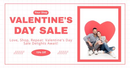 Plantilla de diseño de Fantástica oferta de rebajas del día de San Valentín en la tienda Facebook AD 