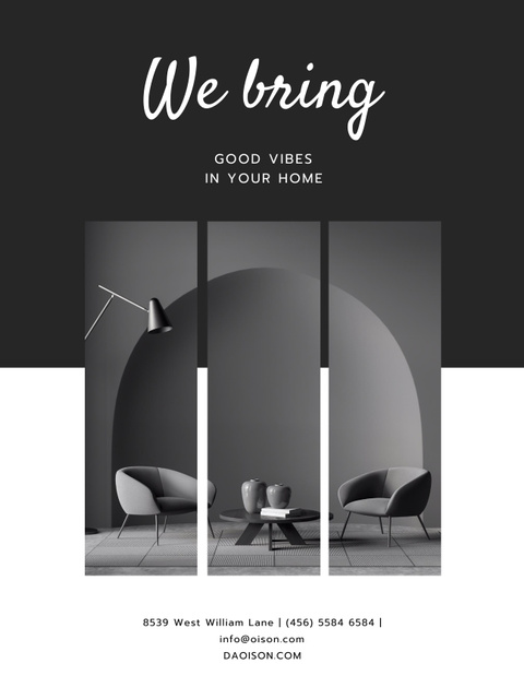 Store Ad with Modern Grey Furniture Poster US Tasarım Şablonu
