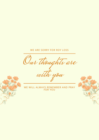 Sympathy Phrase with Flowers Bouquets Postcard A6 Vertical Design Template