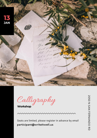 Designvorlage ankündigung des kalligraphie-workshops für Poster