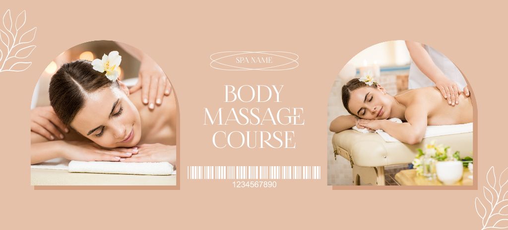 Body Massage Courses Offer Coupon 3.75x8.25in Design Template