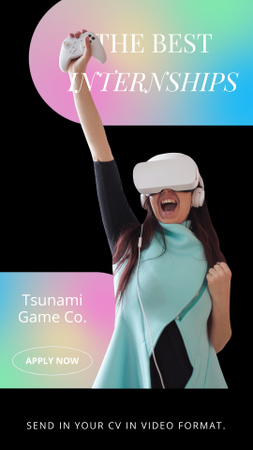 Young Woman with Gamepad Playing VR Game TikTok Video Design Template