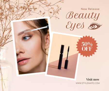 Mascara Sale Offer with Attractive Woman Facebook Design Template