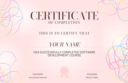 Award for Completion Software Development Course Certificate 5.5x8.5in Design Template