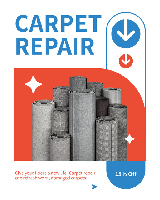 Amazing Carpet Repair Service With Discount Instagram Post Verticalデザインテンプレート