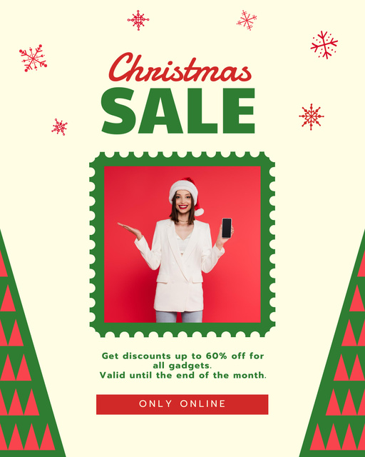 Christmas Gadgets Sale Announcement Instagram Post Vertical Πρότυπο σχεδίασης