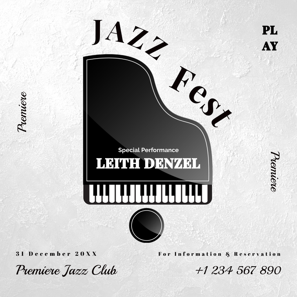 Jazz Festival Event Announcement Instagram Tasarım Şablonu