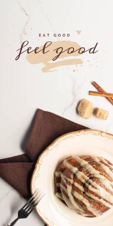 Cup of Coffee and Cinnamon Bun Graphic Design Template