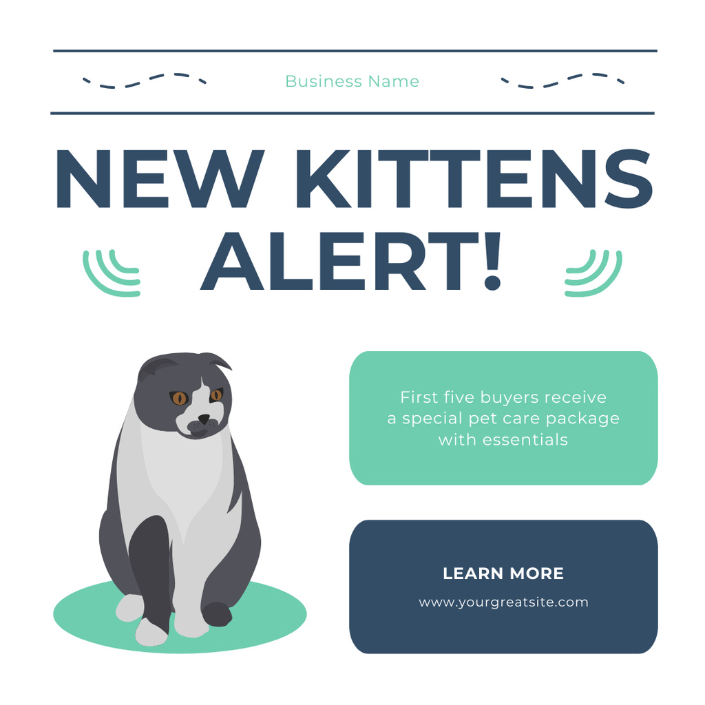 Plantilla de diseño de New Kittens Alert Instagram 