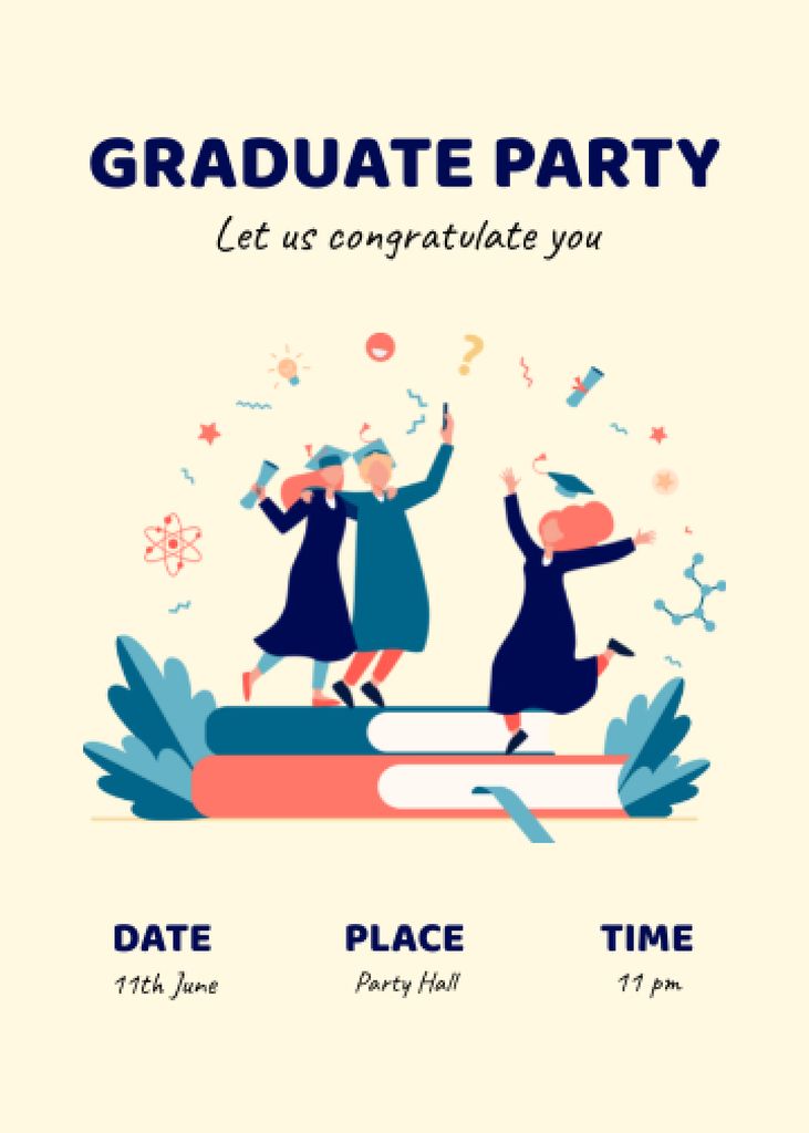 Memorable Academic Ceremony And Party Announcement Invitationデザインテンプレート