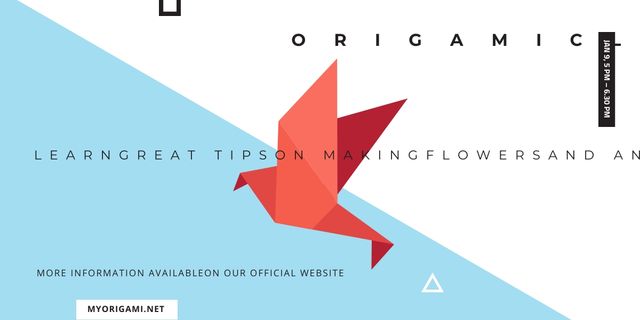 Modèle de visuel Origami Classes Invitation Paper Bird in Red - Image