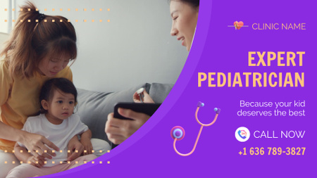 Oferta de serviços de pediatra especialista em clínica Full HD video Modelo de Design