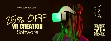 Ontwerpsjabloon van Coupon van Woman in Virtual Reality Glasses