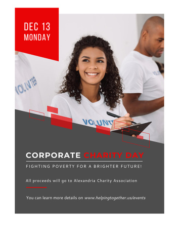 Template di design Lovely Corporate Charity Day With Team of Volunteers Poster 22x28in