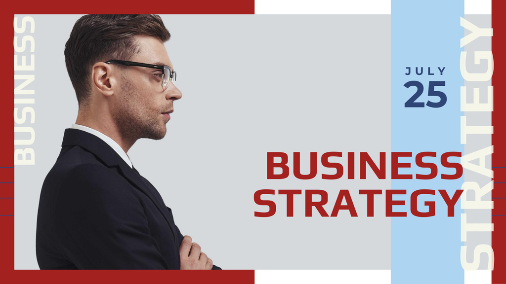 Market Strategy Ad with Businessman FB event cover Modelo de Design