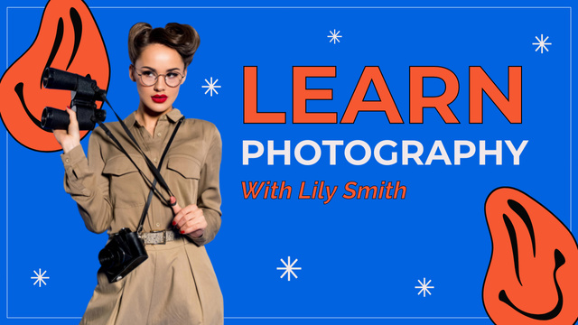 Learn Photography With Woman Youtube Thumbnail Modelo de Design