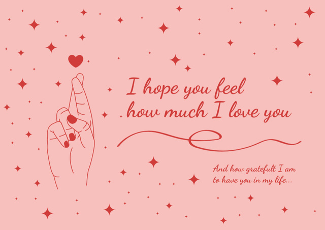 Feel How Much I Love You Postcard Design Template