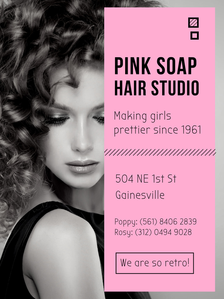 Hair Studio Ad Woman with creative makeup Online Poster Template -  VistaCreate