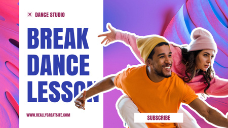 Ontwerpsjabloon van Youtube Thumbnail van Breakdance lessen in dansstudio