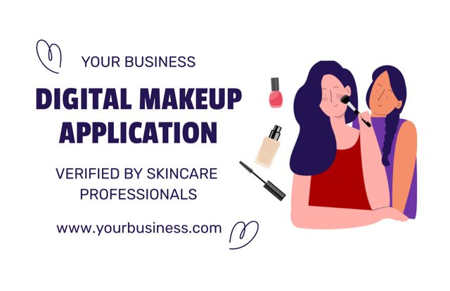 Digital Makeup Artist App Business Card 85x55mm Πρότυπο σχεδίασης