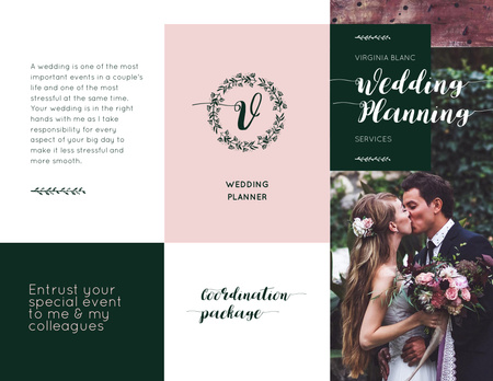 Wedding Planning with Romantic Newlyweds in Mansion Brochure 8.5x11in Z-fold Design Template