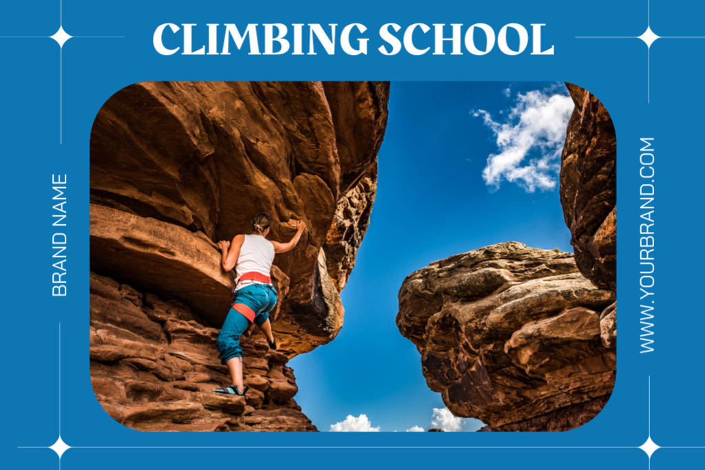 Designvorlage Advanced Level Climbing Courses Offer In Blue für Postcard 4x6in